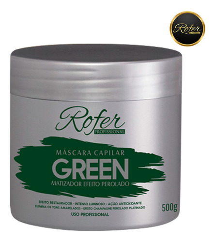 Mascara Capilar Matizadora Green Efeito Perolado Rofer 500g