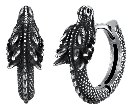 Kk Pendientes De Aro Punk Rock Dragon Para Hombre