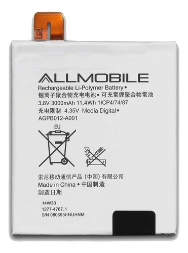 Pila Bateria Agpb012a001 Para Sony Xperia T2 Ultra D5306