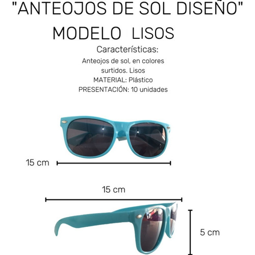 Imagen 3 de 10 de Anteojos De Sol X 10 Lentes Diseños Varios Cotillon Carioca