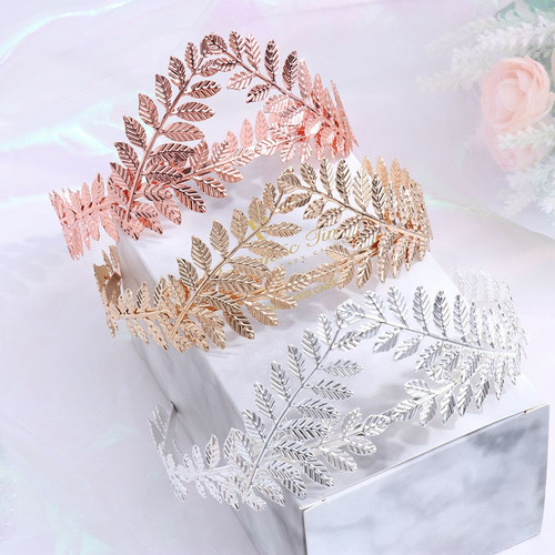 Diademas Con Forma De Corona De Pelo Para Novia, Hojas, Pein