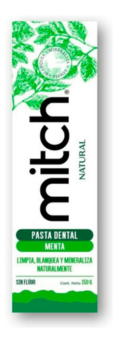 Pasta Dental Mitch Sin Fluor 100% Natural Sabor Menta