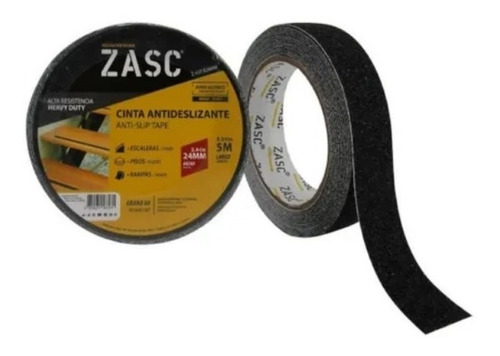 Cinta Antiresbalante Negra  24mm  X 5 Mts Zasc X 2 Unidad