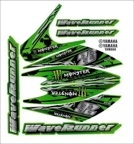 Kit Adesivo Jet Ski Yamaha Wave Runner Verde Et1300