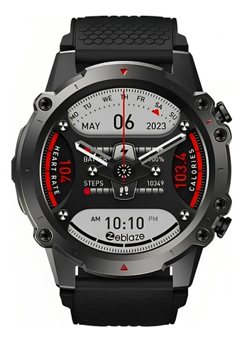 Pantalla Smartwatch Zeblaze Vibe 7 Lite de 1,47 IPS, color negro de la correa, color negro, color del bisel negro, diseño de correa suave