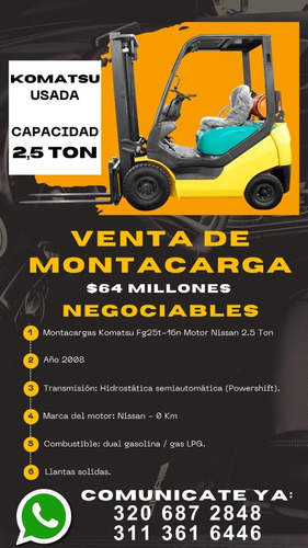 Oferta Montacargas Komatsu 2.5 Ton Motor Nissan 0 Km 