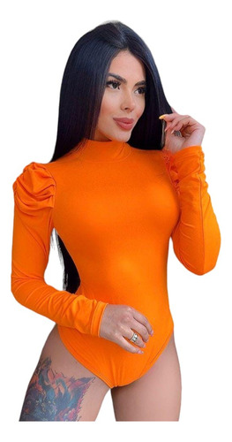 Hermosa Blusa Body Manga Larga Cuello Tortuga Para Dama