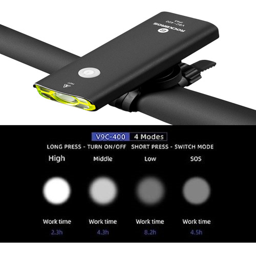 Luz Delantera Rockbros De 400 Lúmenes Para Bicicleta
