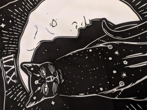 Imagen 2 de 4 de Tapiz Tarot The Moon Cat - Mediano