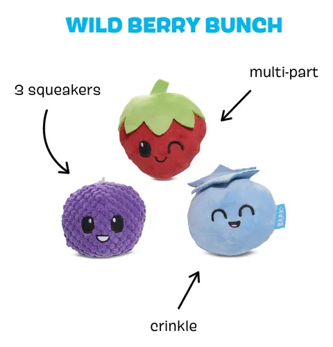 Juguete Para Perros Y Cachorros Bark Wild Berry Bunch, Tamañ
