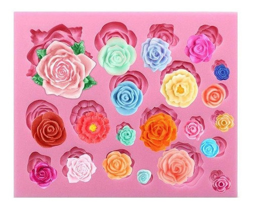 Molde Silicona 20 Flores Rosas Porcelana Fondant Belgrano