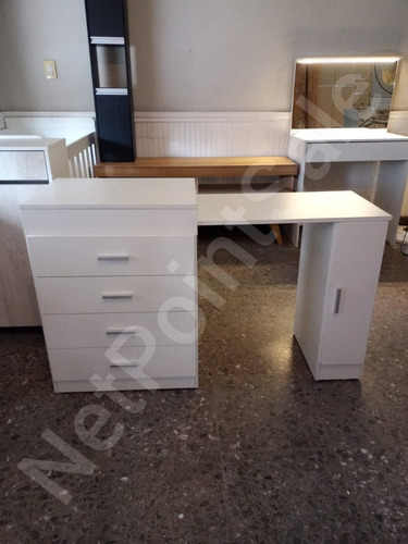 Imagen 2 de 10 de Escritorio Extensible Multiuso Con Cajonera Y Estantes Hel+