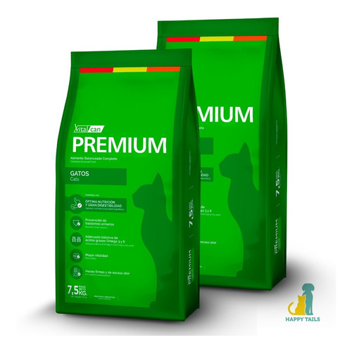 Vital Cat Premium 2 X 7,5 Kg (15 Kg) + Happy Tails