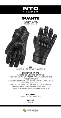 Guantes Ruby mujer Ninetoone Color negro En Teo Motos
