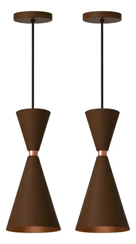 Kit 2 Pendente Lustre Mini Moscou 30cm Balcao Gourmet Full Bivolt Marrom