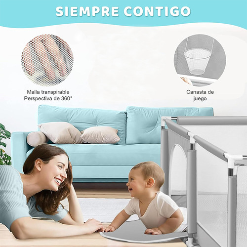 Corrales Seguridad Hogar Bebes Con Aro De Basket Color Gris