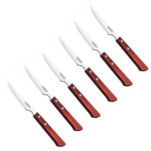 Set 6 Cuchillos Para Asado Tramontina Polywood Madera