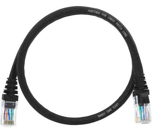 Kit Patch Cord Cat6 Furukawa 100% Cobre Preto 60cm + 80cm