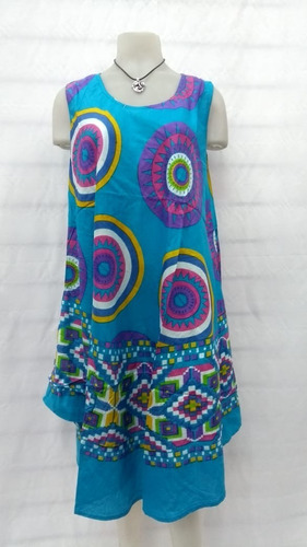 Vestido Solero Hindu Dama Estampado Mandalas Amplio Y Fresco