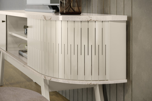 Mueble Para Tv 75 Mod Valencia Color Mármol/blanco Off White
