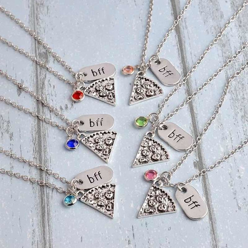 Sjx Collar Mejores Amigos Set 6 Piezas Bff Color Plateado