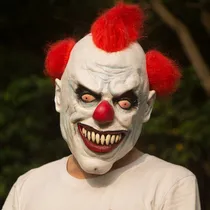 Comprar Máscara De Payaso De Látex De Pelo Rojo, Máscara Aterradora