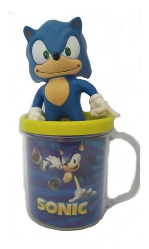 Kit Boneco Sonic 16cm Sega Coleção + Caneca Personalizada 350ml