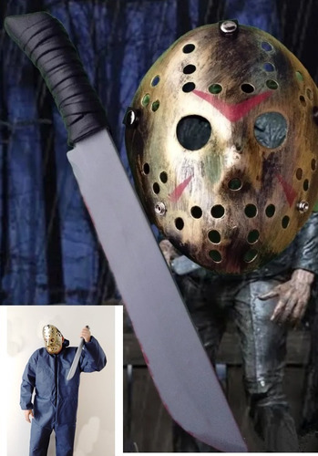 Imagen 1 de 9 de Mascara Con Traje Y Machete Jason Viernes 13 Halloween