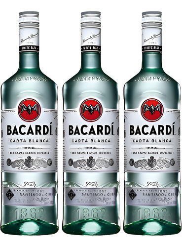 Pack Ron Bacardi Carta Blanca 980ml 3 Unidades