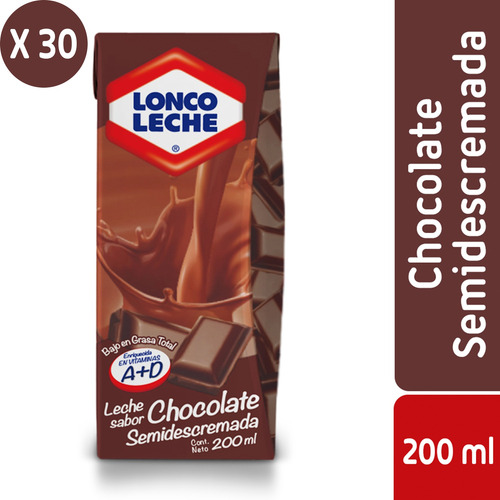 Pack 30 - Loncoleche Semidescremada Chocolate 200 Ml