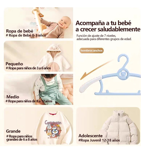 10 Pcs Percha Retráctil Para Ropa Infantil Con Gancho
