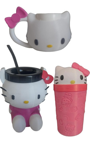 Combo Hello Kitty - Mate - Taza - Vaso Milkshake -3d 