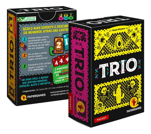 Jogo De Cartas Trio Papergames - 36 Cartas - 15 Minutos