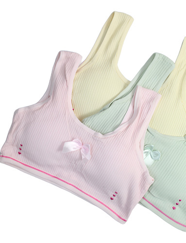 Tres Tops Para Adolescente, Con Diseño De Moño Y Corazones Multicolor Unitalla
