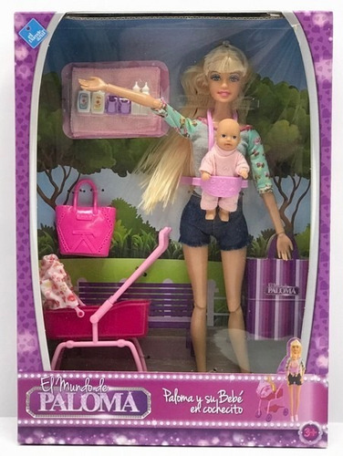 Muñeca Paloma Y Su Bebe En Cochecito Ar1 6828 Ellobo