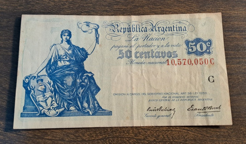Argentina Bottero N 1801 Billete 50 Centavos . Usado!!