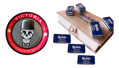 Domino Modelo Especial Beige - Azul / Portavaso Calavera # 2
