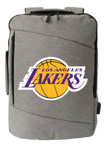Morral Espalda Angeles Lakers Maleta Portafolio Gris