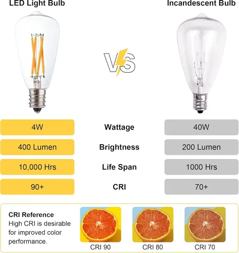 12 Bombillas Pequeñas St38 4 W E12 Base Vintage Vidrio Led 2