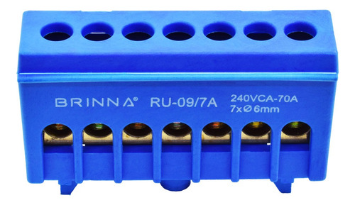 Bornera Repartidor Unipolar Brinna 7 Polos Riel Din X3