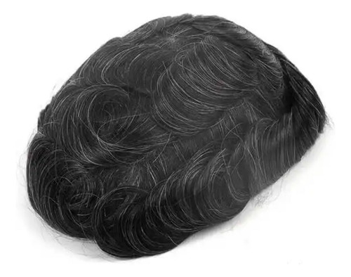 Protese Capilar 10% Grisalho 20x25 Em Silicone Cabelo Humano Tonalidade Grisalha