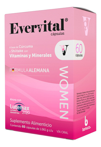 Evervital Women Suplemento 60 Cápsulas Charola (24 Piezas) Sabor Sin Sabor