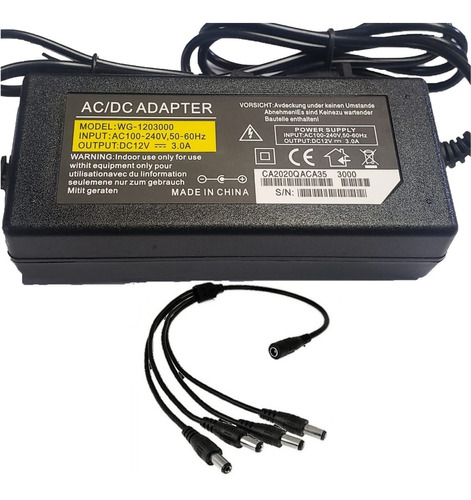 Adaptador Corriente 12 Voltios 3 Amperios + Pulpo 1*4