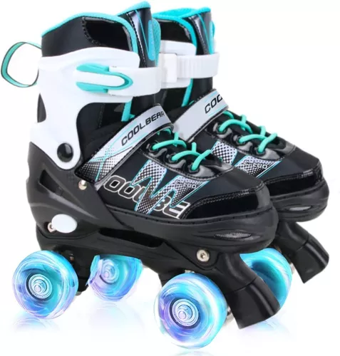 Patines De 4 Ruedas Para Niños Ajustables, Luz Led, Frenos