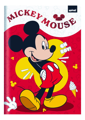 Caderno Escolar Infantil Brochura Grande Disney Mickey Mouse Cor Vermelho