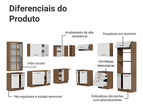 Armário De Cozinha Completa 549cm Agata Madesa 01 Cor Rustic/branco