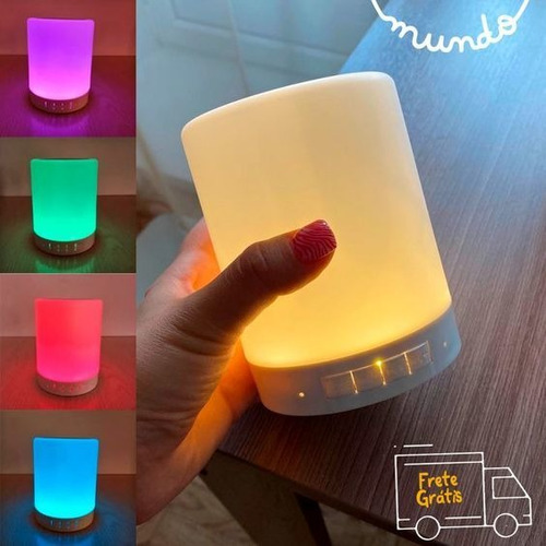 Imagem 1 de 8 de 1 Mini Caixa De Som Sem Fio Luminária Abajur Bluetooth