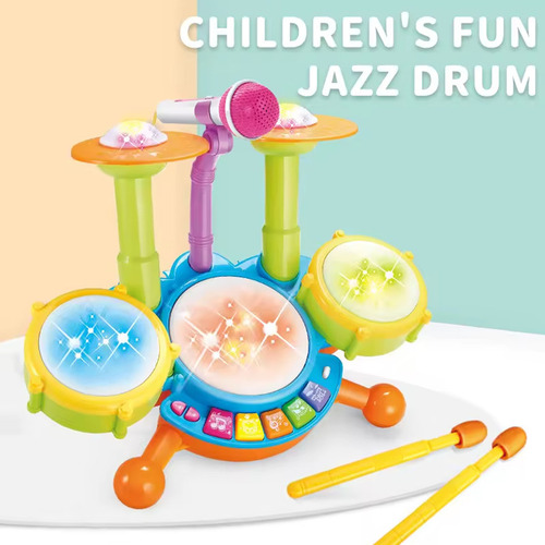 Bateria Infantil Brinquedo Bateria Musical Leve E Portátil
