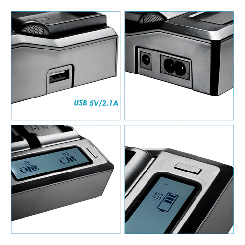 Carregador Duplo Rápido Para Bateria Canon Lp-e10 Com Usb b Cor Preto