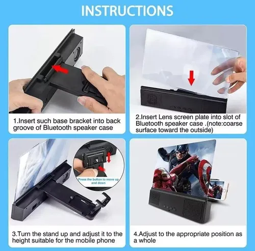 Amplificador De Pantalla De Imagen Lupa Celular 3d Bluetooth